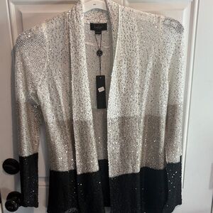 Belldini Glittering Black and White Sequin Cardigan